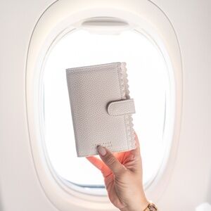 Gray House x Jilly Box Pebbled Leather Cream Passport Wallet